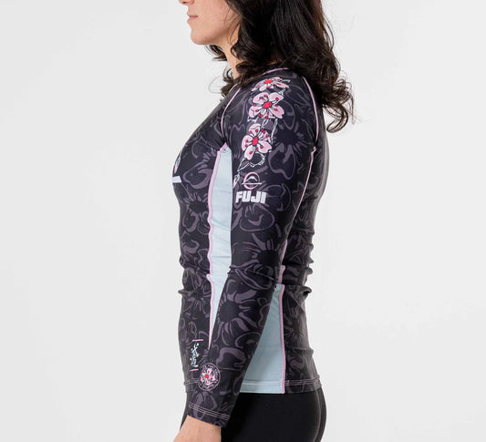 FUJI Womens Blossom Rashguard - Schwarz-Rosa