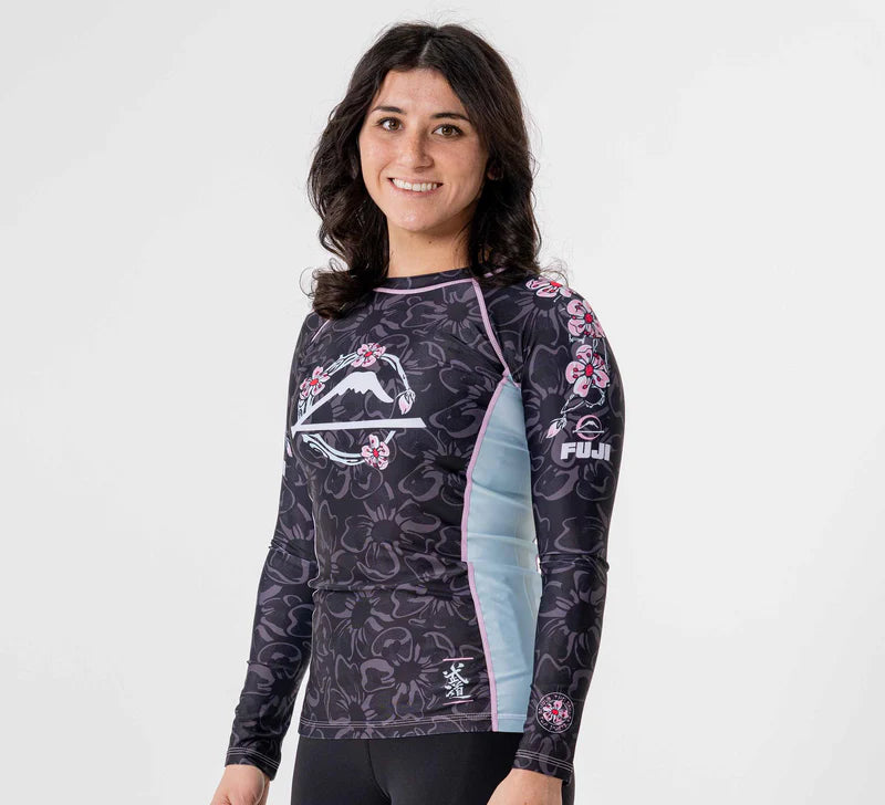 FUJI Womens Blossom Rashguard - Schwarz-Rosa