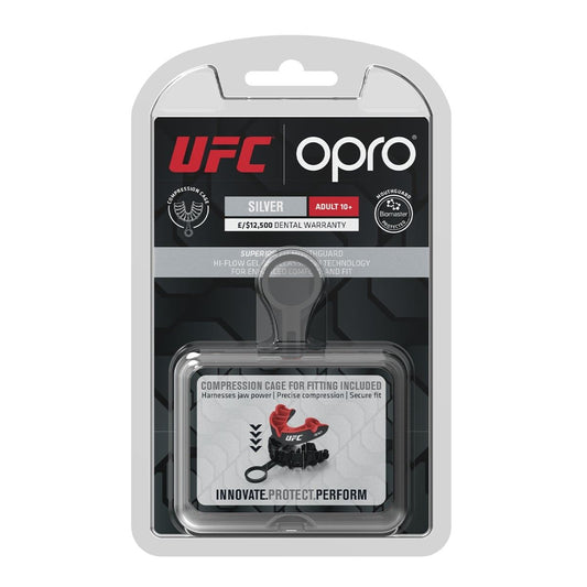 OPRO "UFC" Zahnschutz Silver - Rot/Schwarz