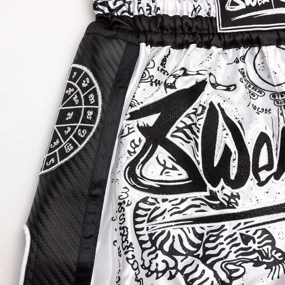 8 WEAPONS Shorts, Carbon, Sak Yant Tigers - FIGHTWEAR