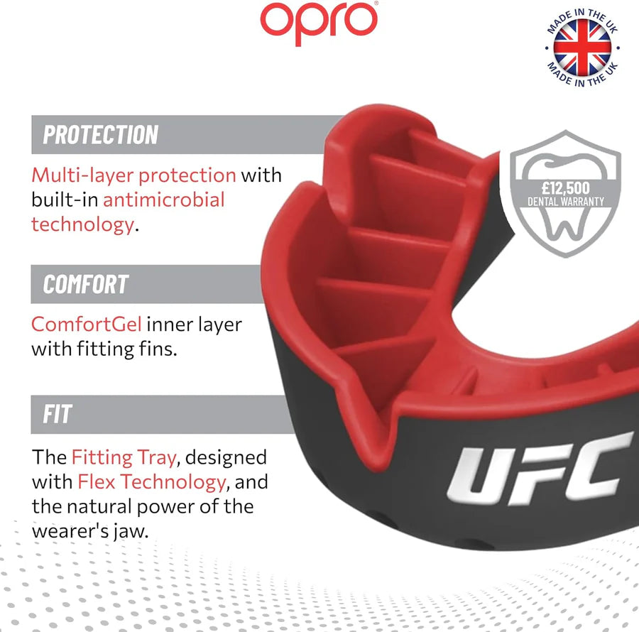 OPRO "UFC" Zahnschutz Silver - Schwarz/Rot