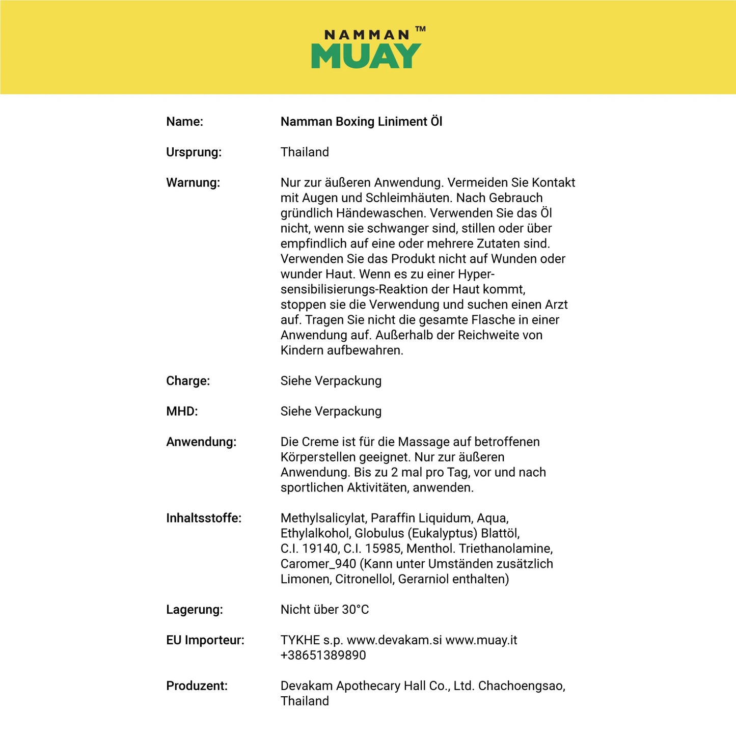 Huile de sport Namman Muay Thai