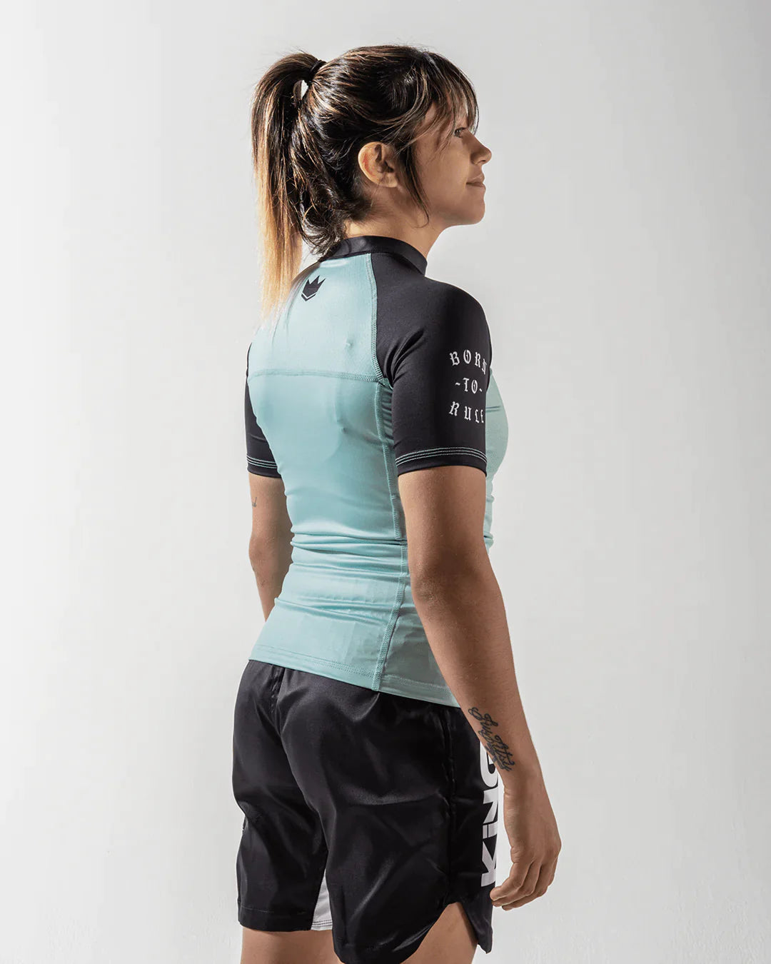 Kingz Born To Rule Women's S/S Rashguard - Teal - FIGHTWEAR