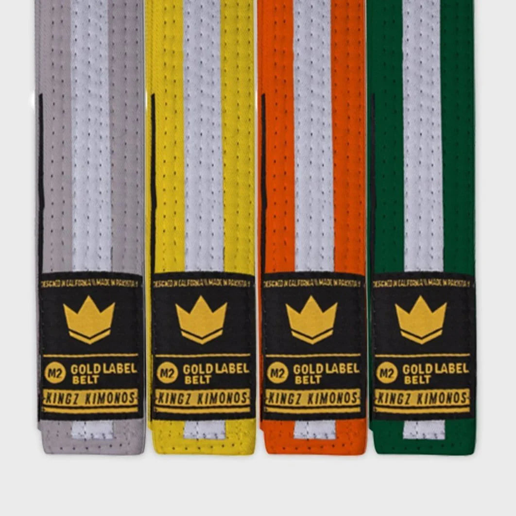 Kingz Gold Label V2 Kids Gürtel - Weiss Stripe - FIGHTWEAR
