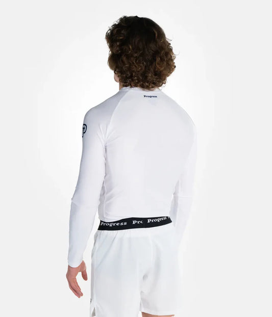 Progress Academy Rashguard Longsleeve - Weiss - FIGHTWEAR