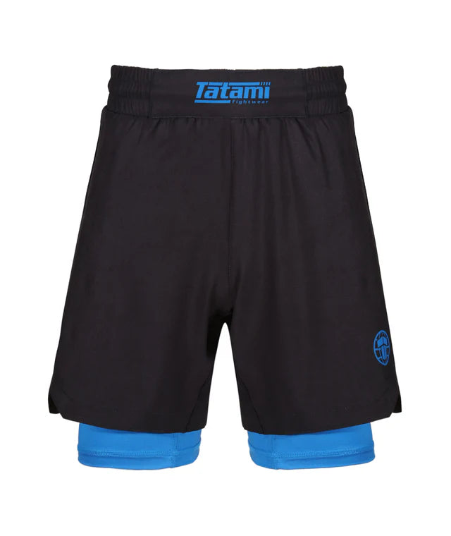 Short de Grappling Double Couche pour Femme - Bleu