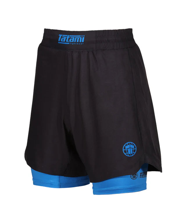 Short de Grappling Double Couche pour Femme - Bleu