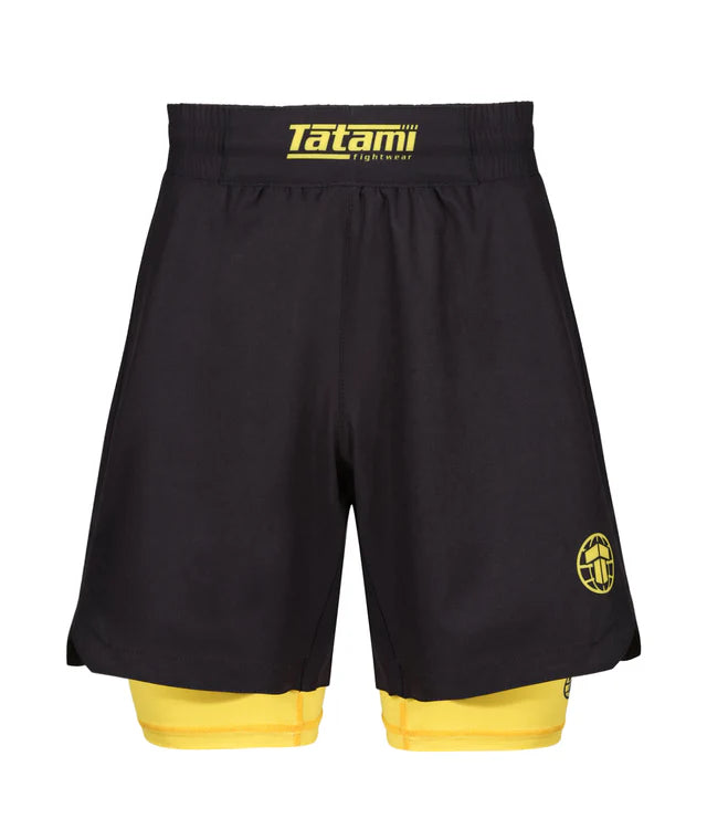 Short de Grappling Double Couche pour Femme - Jaune