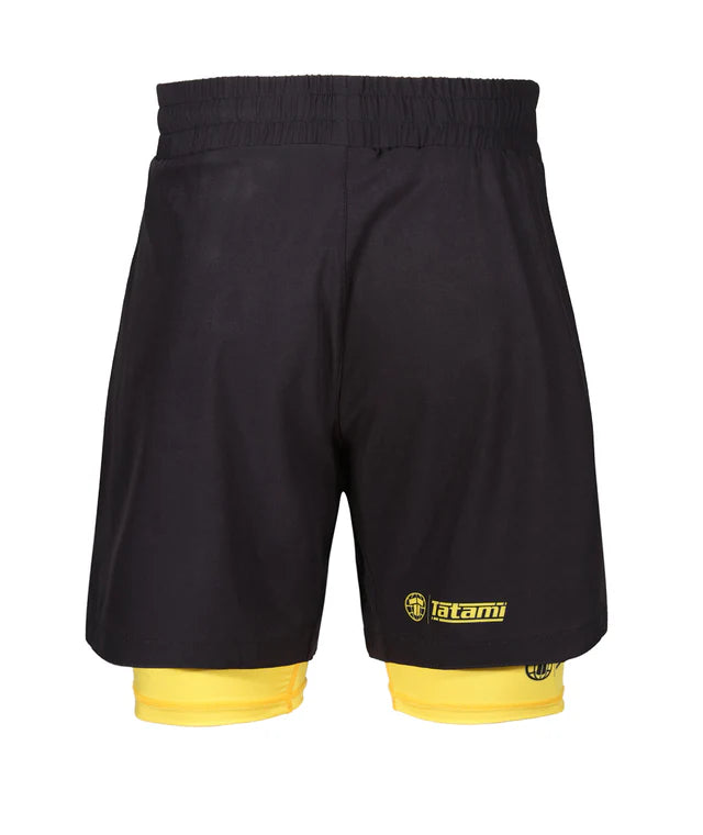Short de Grappling Double Couche pour Femme - Jaune