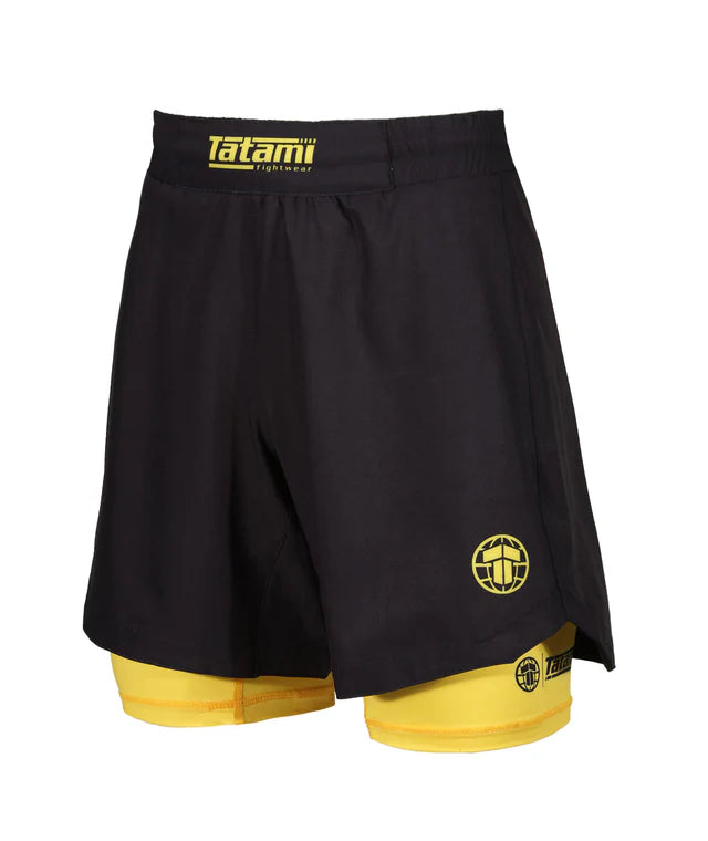 Short de Grappling Double Couche pour Femme - Jaune