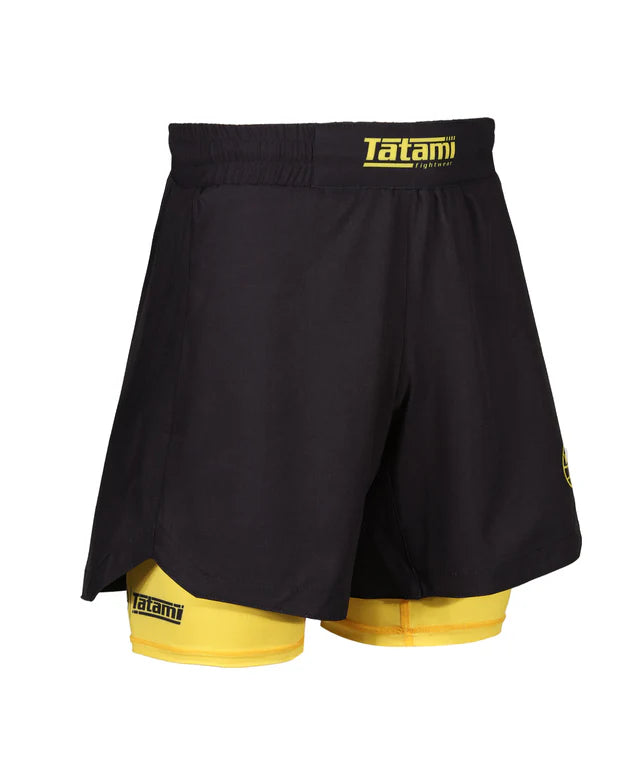Short de Grappling Double Couche pour Femme - Jaune
