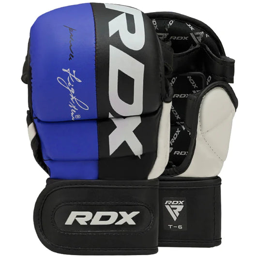 RDX T6 MMA Handschuhe Sparring in Kunstleder 7oz - Blau