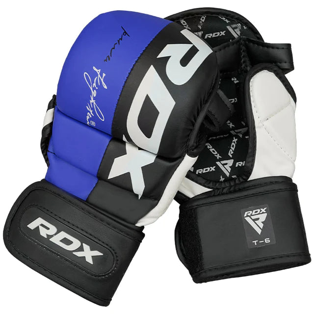 RDX T6 MMA Handschuhe Sparring in Kunstleder 7oz - Blau