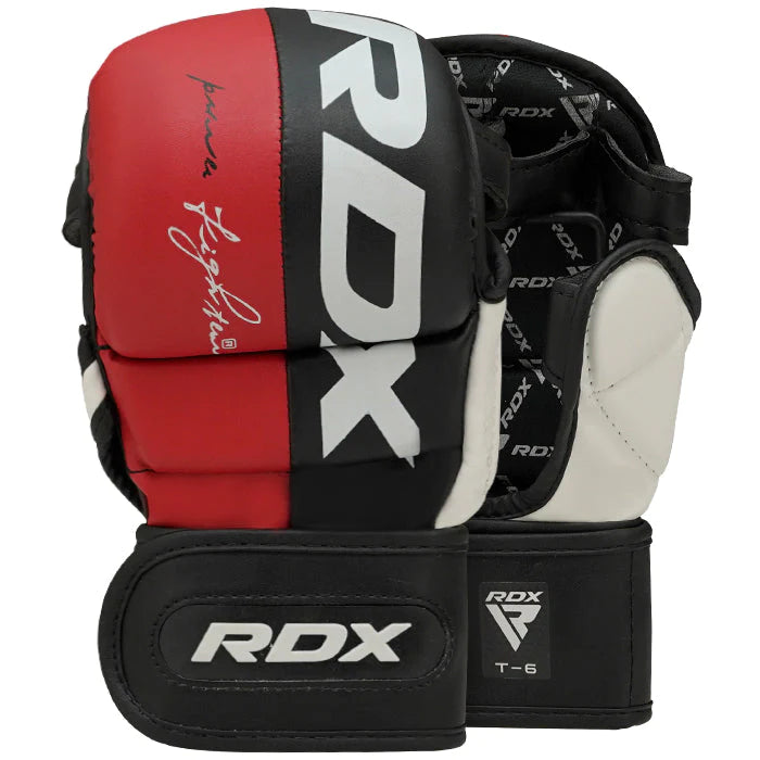 RDX T6 MMA Handschuhe Sparring in Kunstleder 7oz - Rot