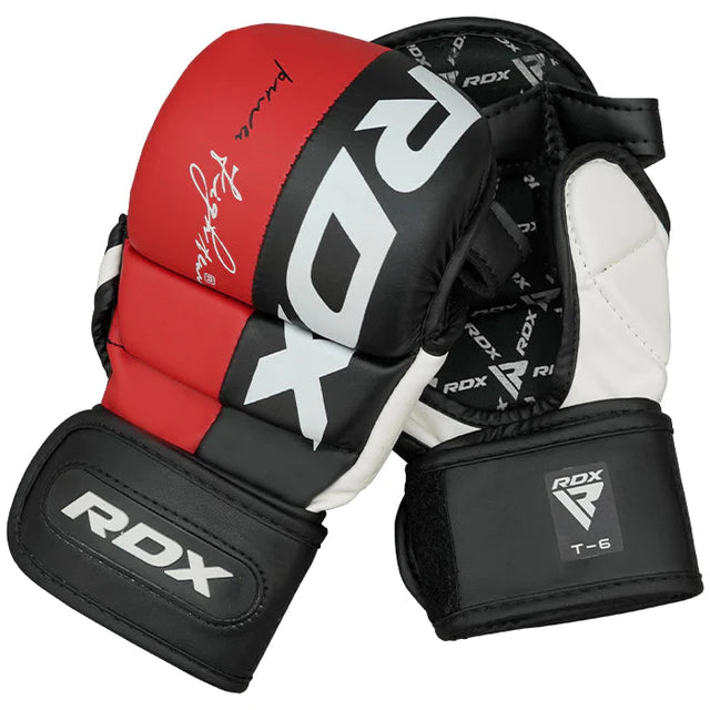 RDX T6 MMA Handschuhe Sparring in Kunstleder 7oz - Rot