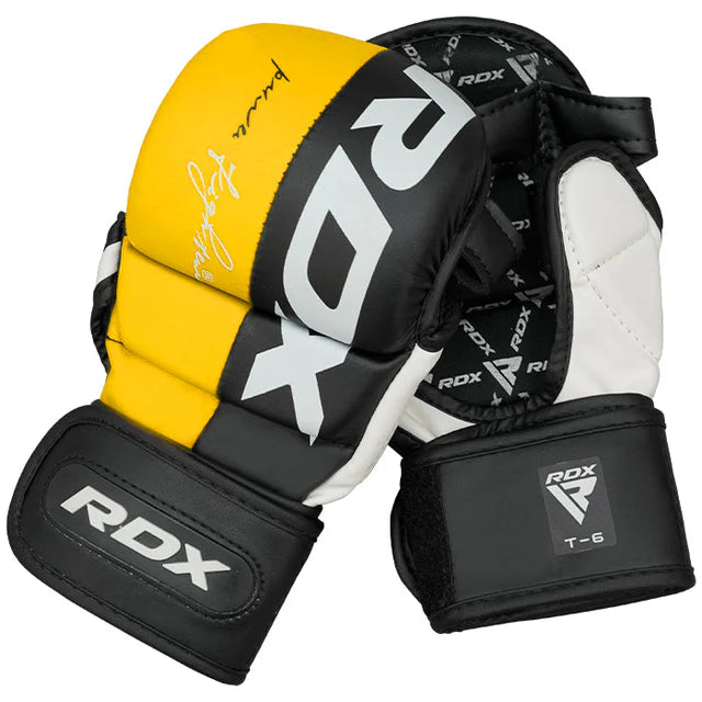 RDX T6 MMA Handschuhe Sparring in Kunstleder 7oz - Gelb
