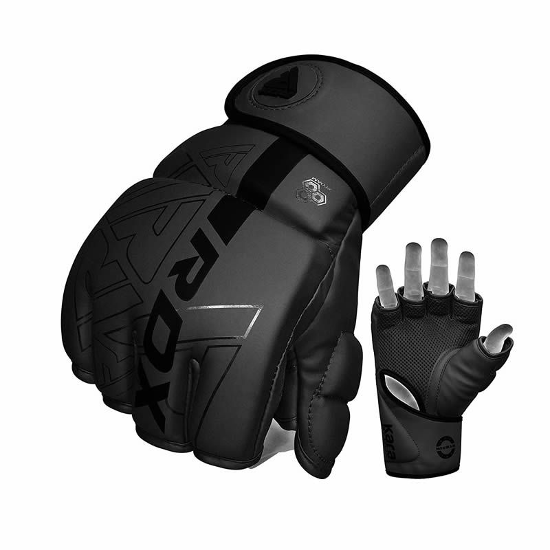 RDX F6 KARA MMA Grappling Kampfhandschuhe Gepolstert - Schwarz - FIGHTWEAR