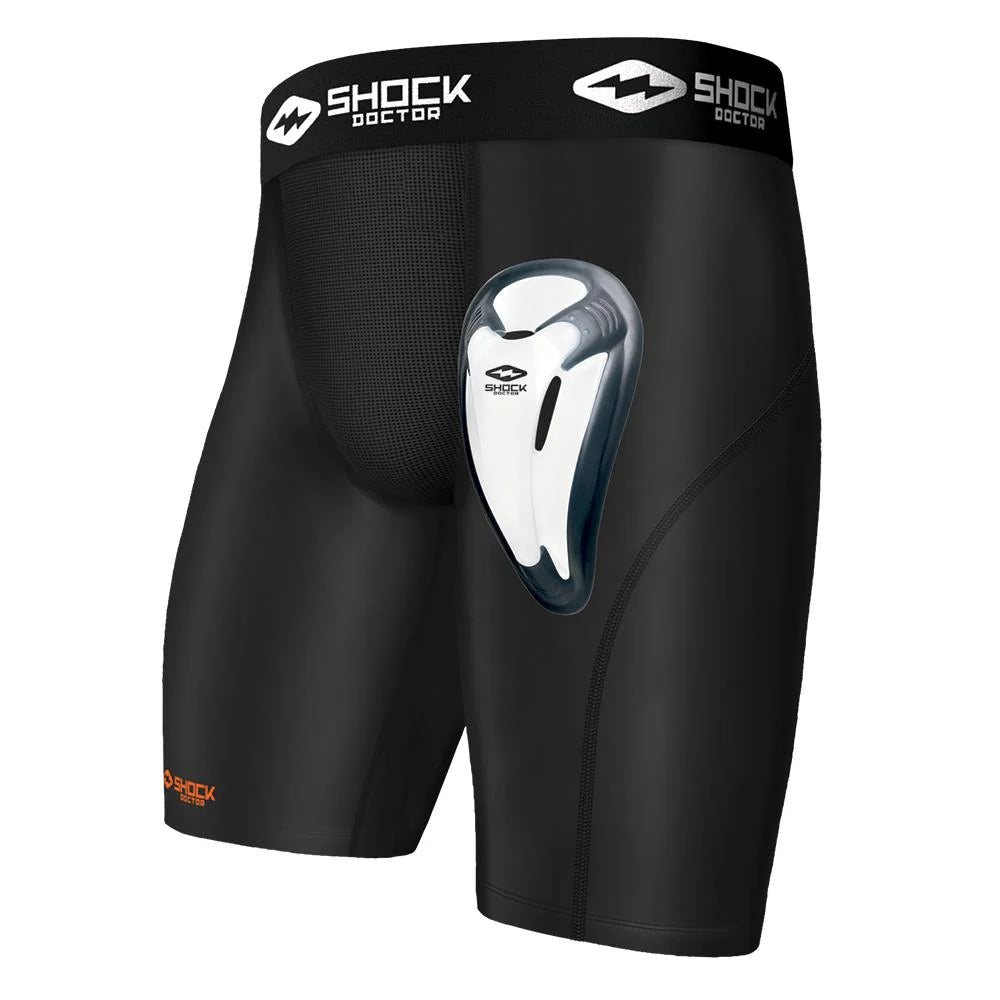 Shock Doctor Kompressionshose mit Bioflex Tiefschutz - Schwarz