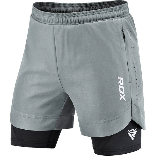 Short de compression MMA 2 en 1 RDX T16 - Gris/Noir