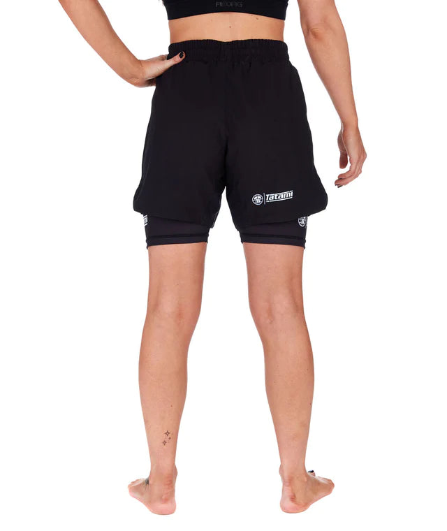 Ladies Dual Layer Grappling Shorts - Schwarz