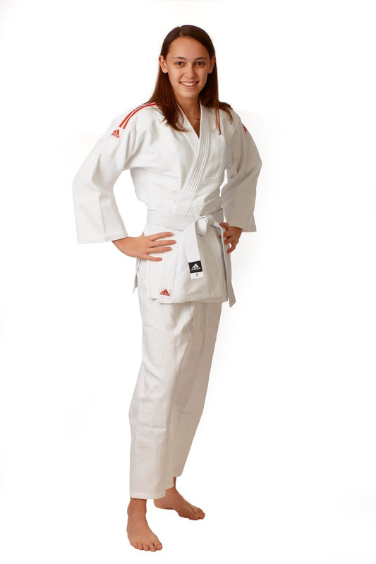 adidas Judo-Anzug Club weiss/rote Streifen, J350 - FIGHTWEAR