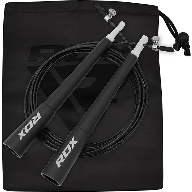 Corde à sauter réglable RDX C8 avec revêtement en PVC - Noir