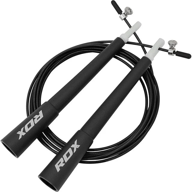 Corde à sauter réglable RDX C8 avec revêtement en PVC - Noir