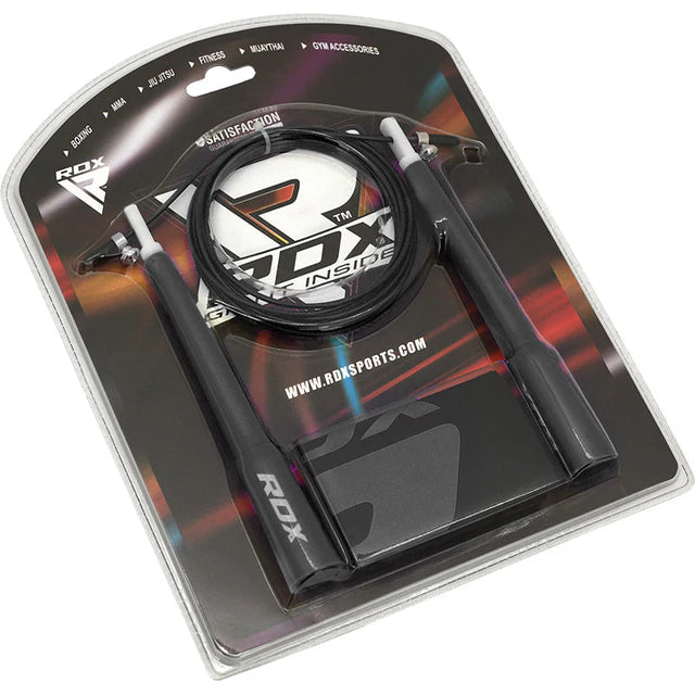 Corde à sauter réglable RDX C8 avec revêtement en PVC - Noir