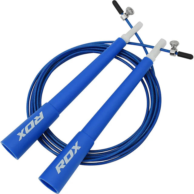 Corde à sauter réglable RDX C8 avec revêtement en PVC - Bleu
