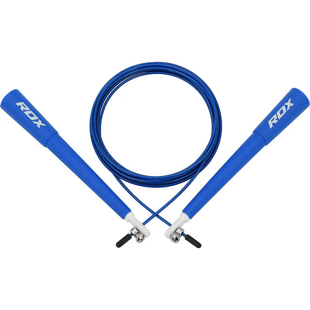 Corde à sauter réglable RDX C8 avec revêtement en PVC - Bleu