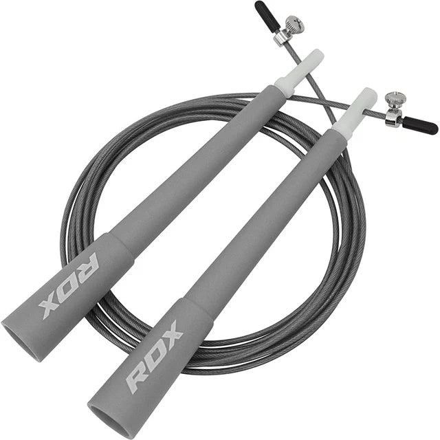 Corde à sauter réglable RDX C8 avec revêtement en PVC - Gris