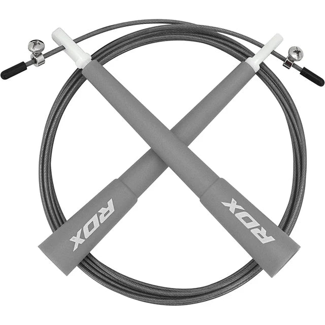 Corde à sauter réglable RDX C8 avec revêtement en PVC - Gris