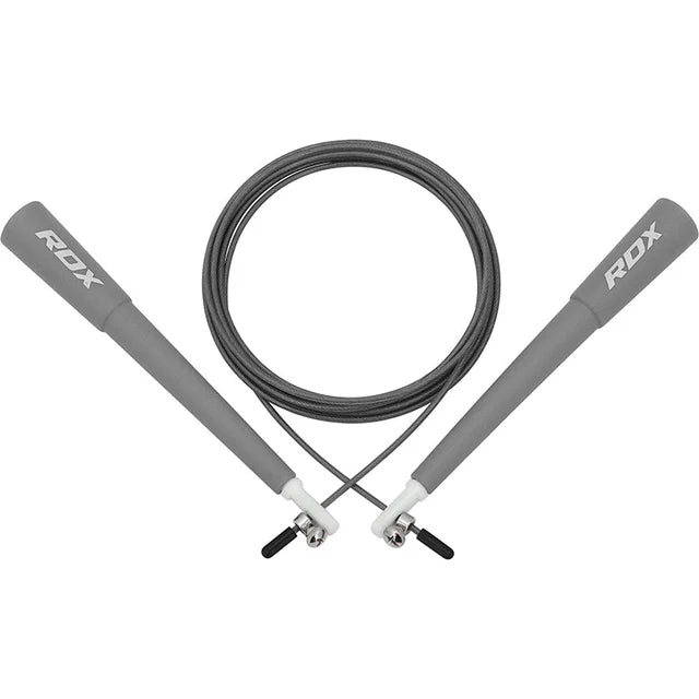 Corde à sauter réglable RDX C8 avec revêtement en PVC - Gris