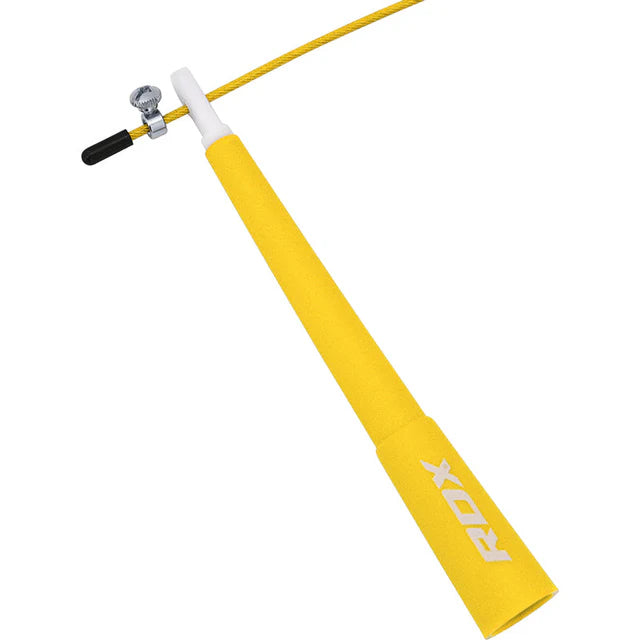Corde à sauter réglable RDX C8 avec revêtement en PVC - Jaune