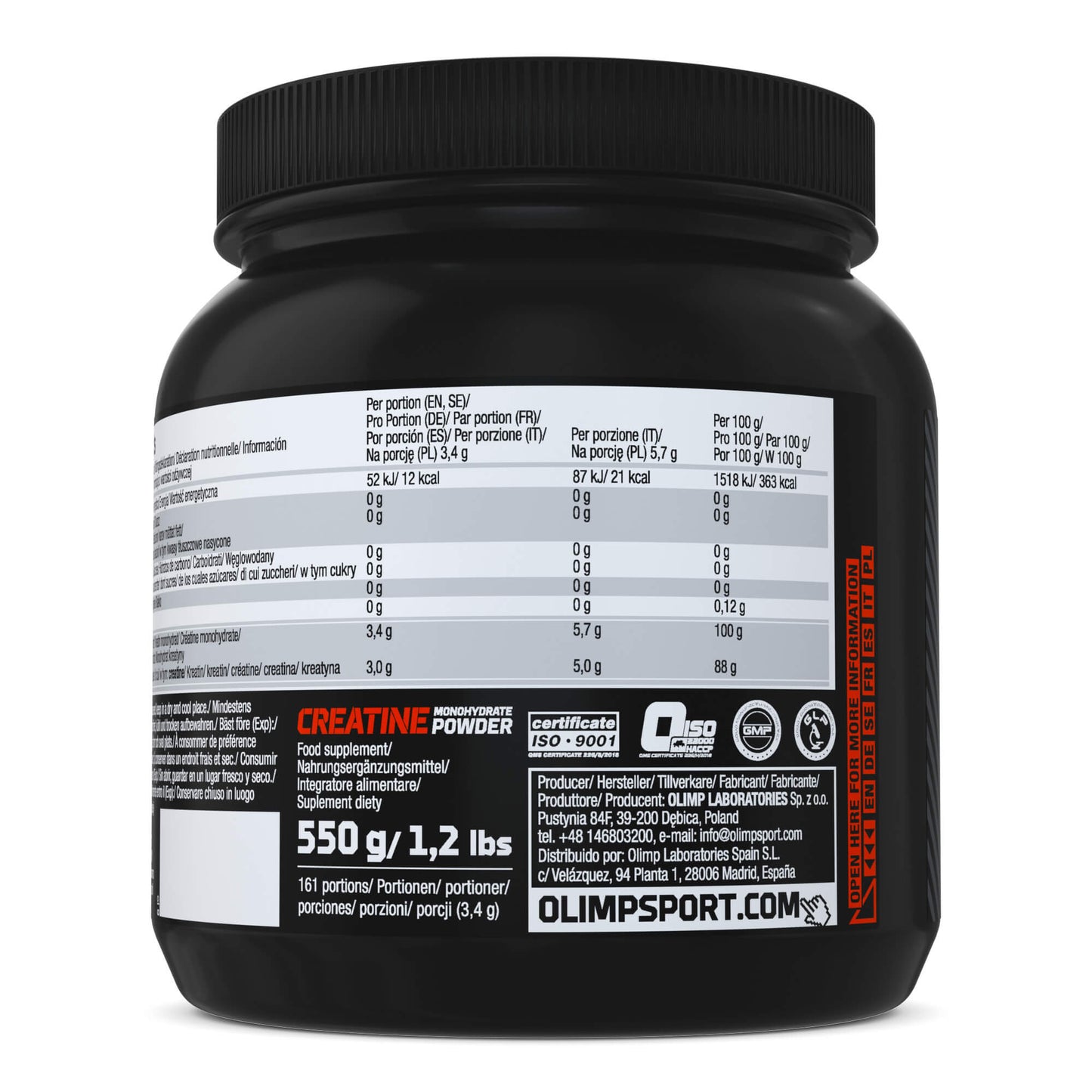 Monohydrate de créatine Olimp (boîte de 550 g)