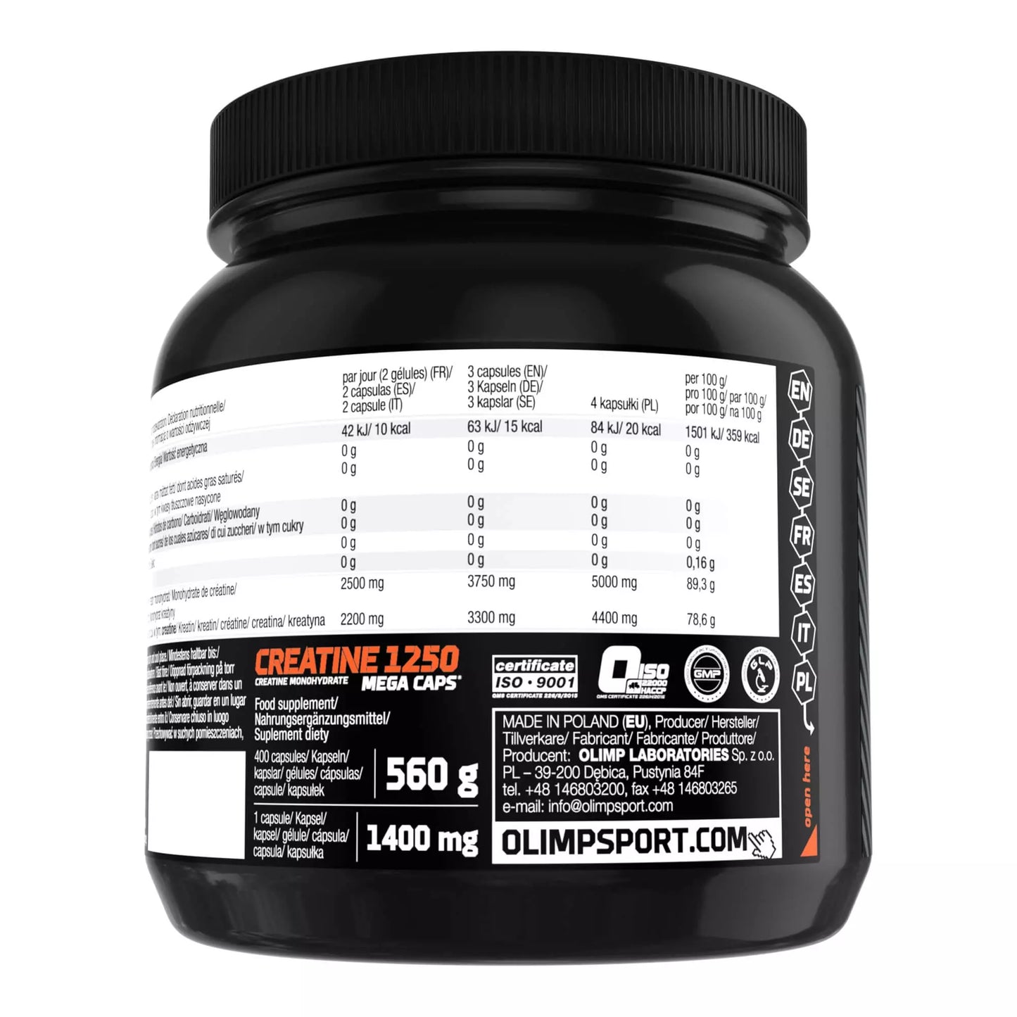 Olimp Créatine 1250 Mega Caps - 400 capsules