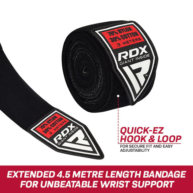 RDX WX 4.5 Professionelle Boxen Hand Bandagen - Schwarz