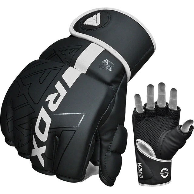 RDX F6 KARA MMA Grappling Kampfhandschuhe Gepolstert - Weiss