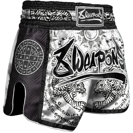 8 WEAPONS Shorts, Carbon, Sak Yant Tigers - FIGHTWEAR