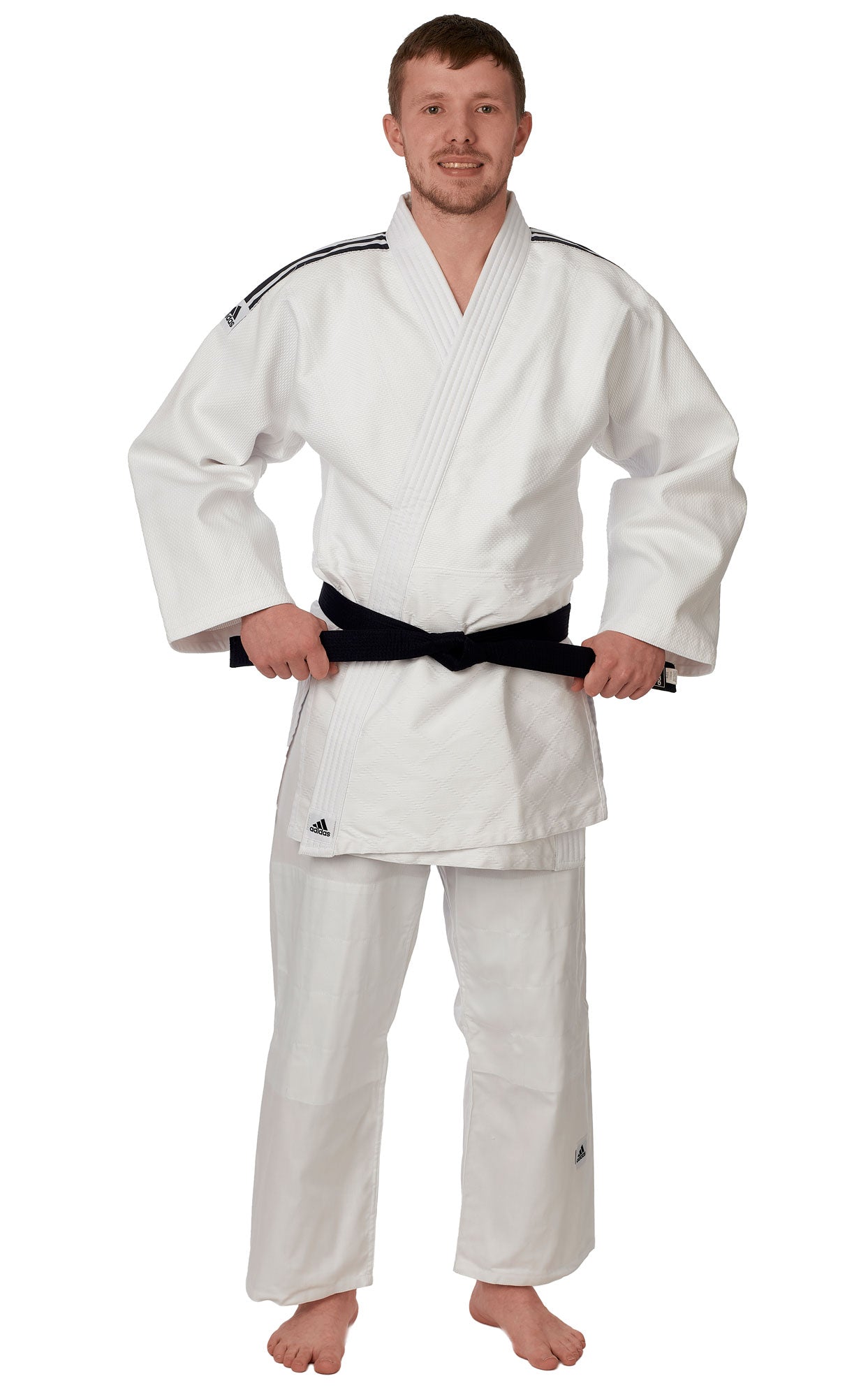 adidas Judo-Anzug Training weiss/schwarze Streifen J500 - FIGHTWEAR