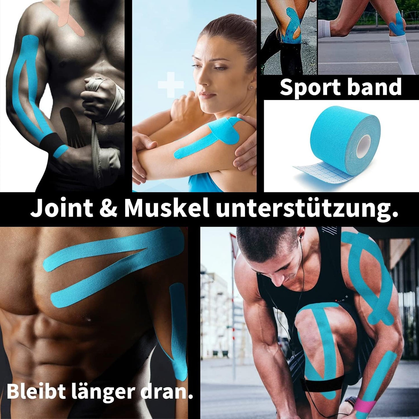 Bande de kinésiologie Alyart 5 cm x 5 m - Imperméable, élastique, ultra-résistante