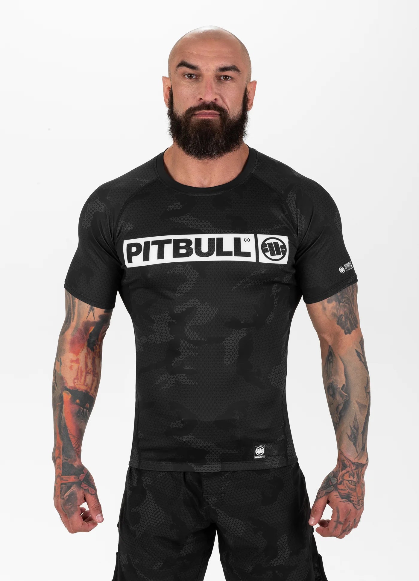 PITBULL NET CAMO HILLTOP 2 All Black Camo Rash Guard