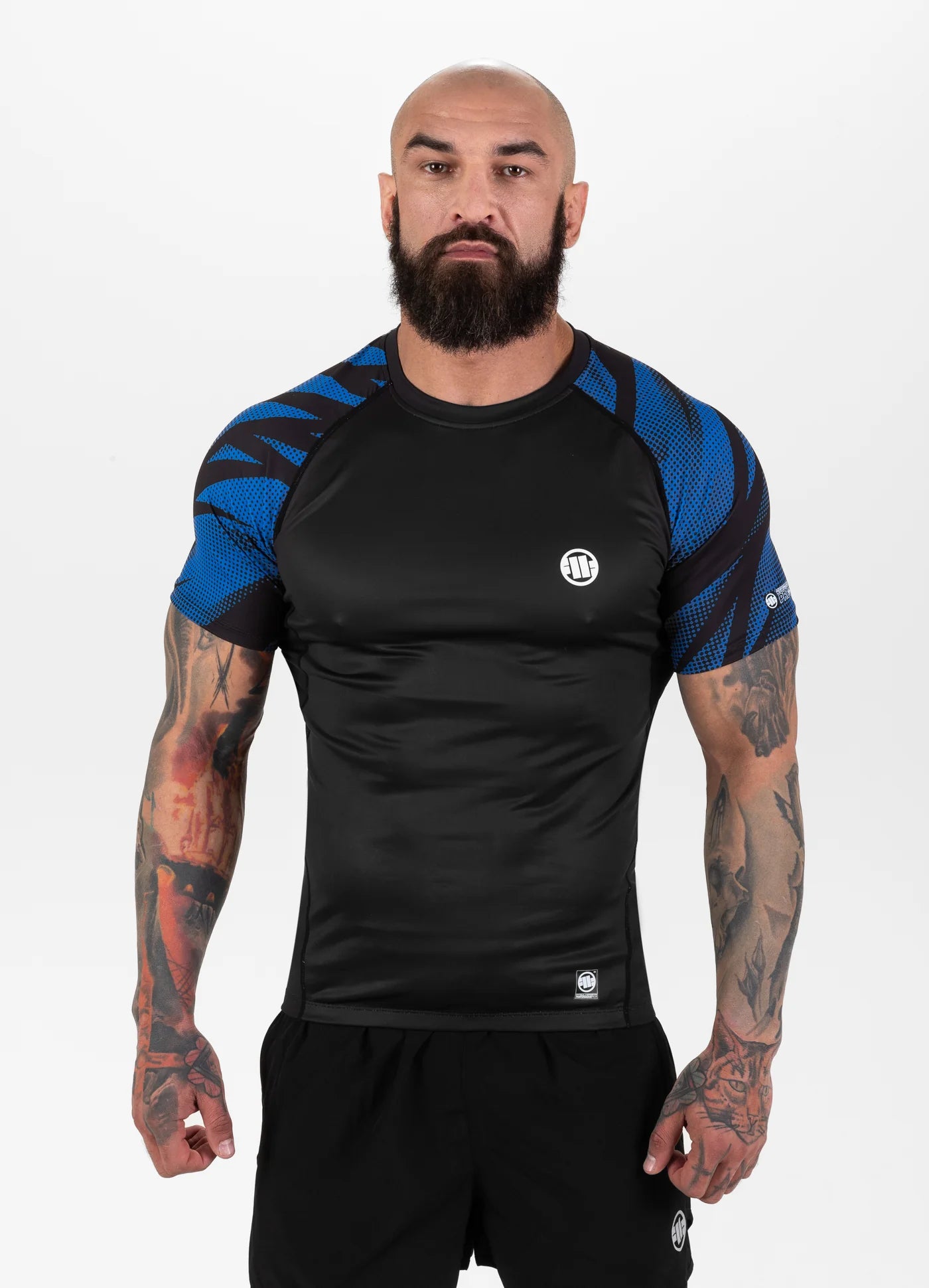 PITBULL BELT NOUVEAU LOGO Bleu Rash Guard