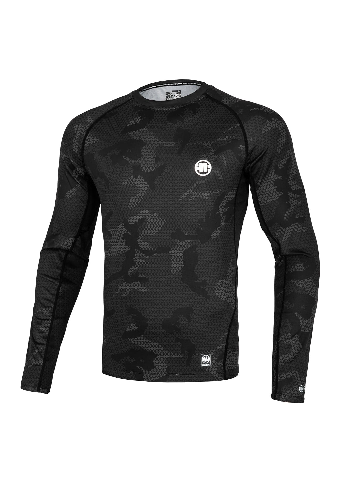 PITBULL NET CAMO NEW LOGO 2 All Black Camo Rashguard à manches longues