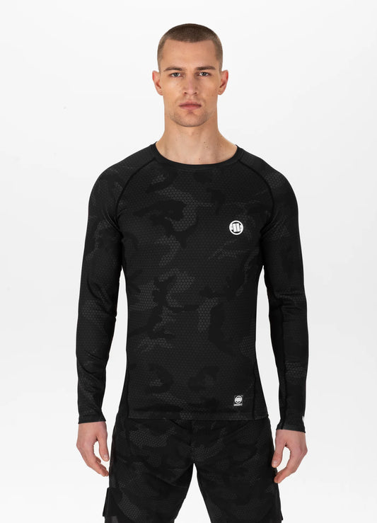 PITBULL NET CAMO NEW LOGO 2 All Black Camo Rashguard à manches longues