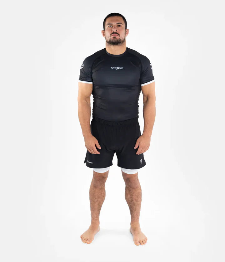 Rashguard Progress Academy + - Noir/Blanc