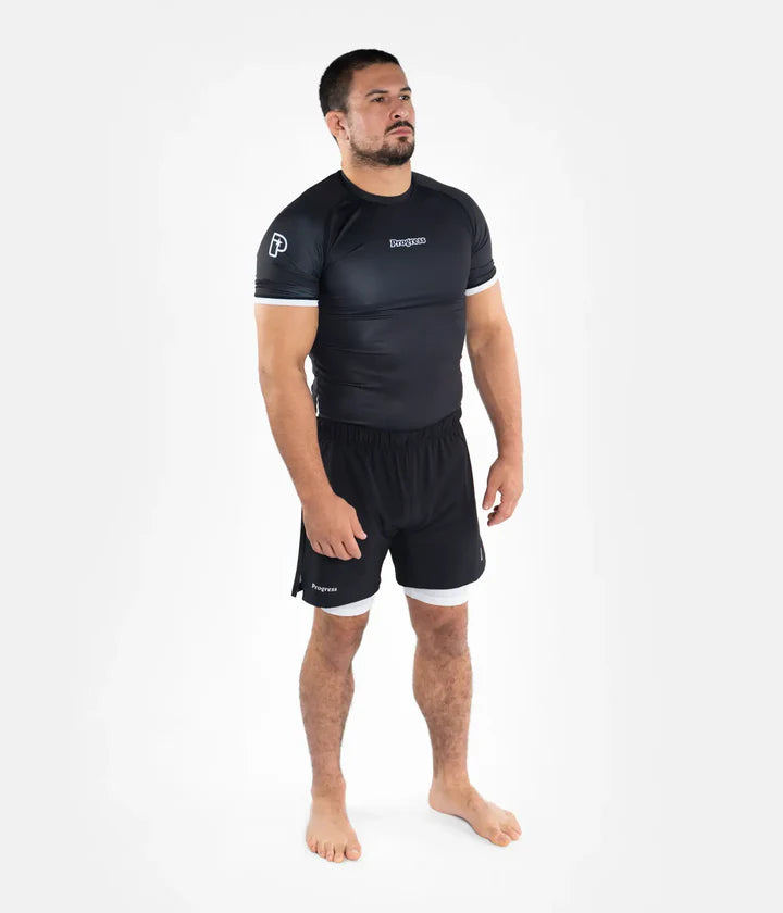 Rashguard Progress Academy + - Noir/Blanc