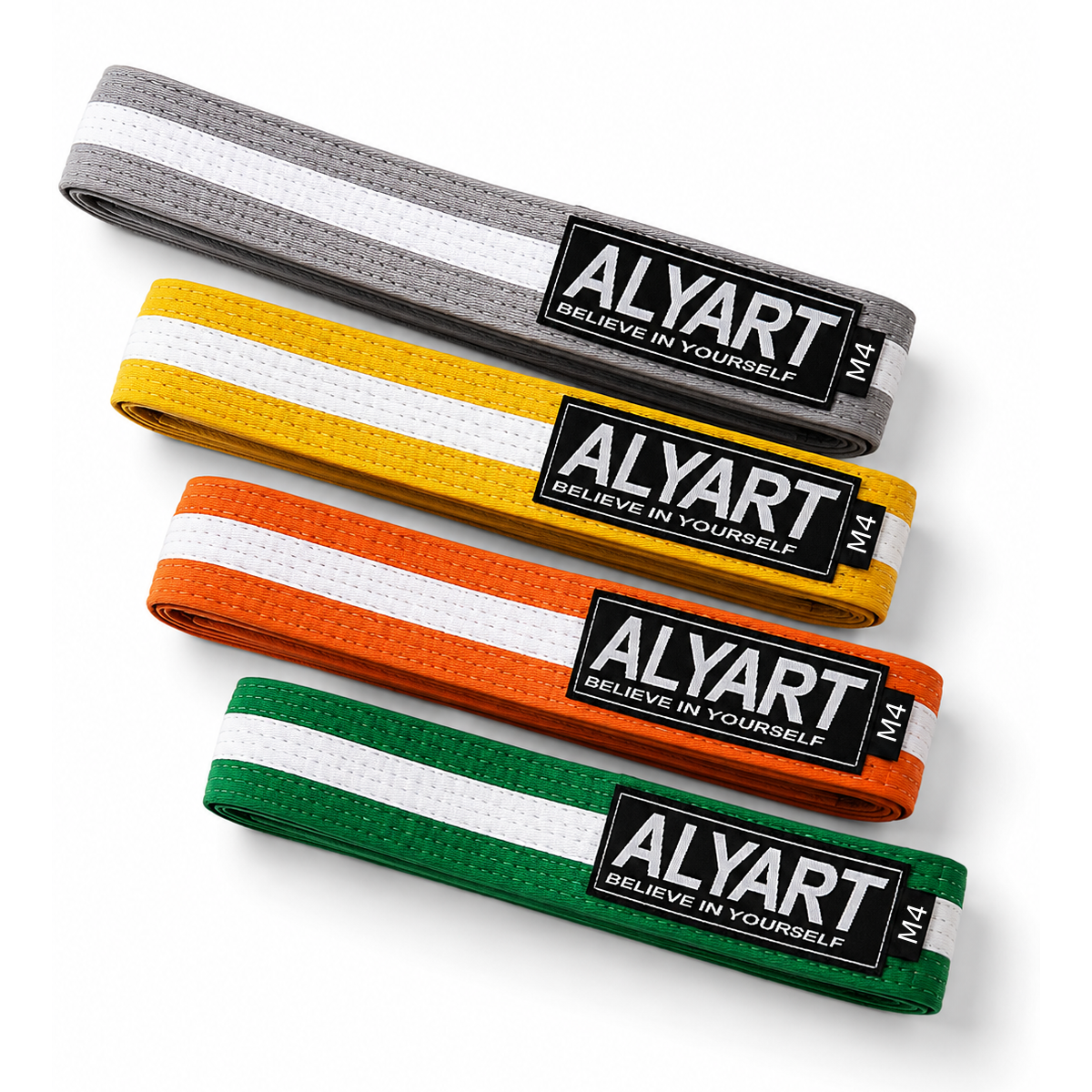 Ceinture de Jiu-Jitsu ALYART Premium Enfant - Rayure Blanche