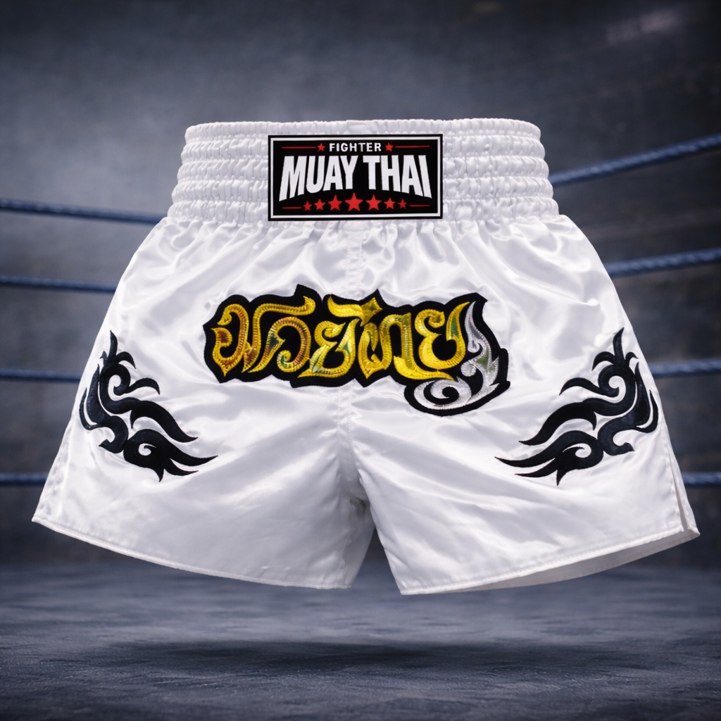 FW Fighter Performance Muay Thai Shorts White Wolf - FIGHTWEAR