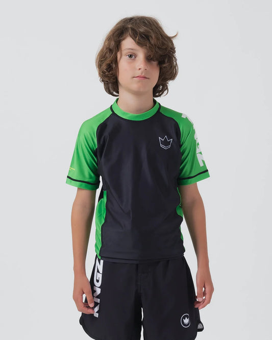 Kingz Ranked Youth S/S Rashguard - Grün - FIGHTWEAR